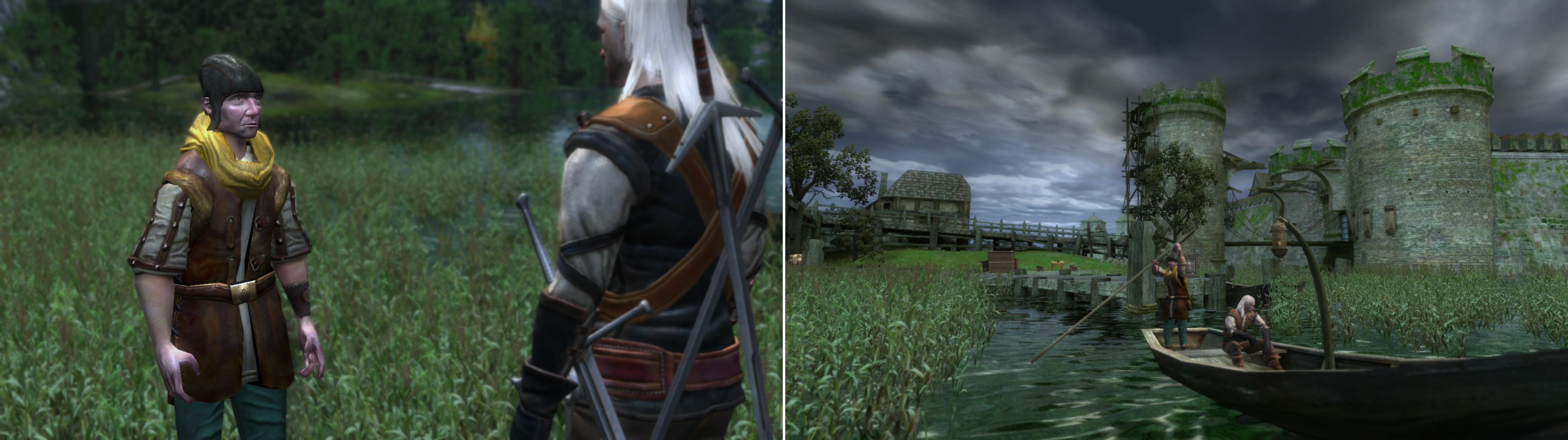 When you’re ready, pay the Ferryman his Orens (left), and travel to the Swamp Forest (right).