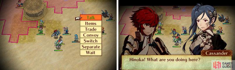 Use the “Talk” command to recruit Hinoka in-battle.