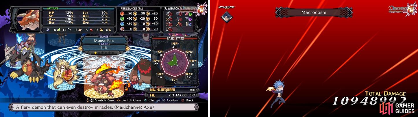 You can unlock the Dragon King monster class at the beginning of this Episode (left). Killia’s final Unique Skill, Macrocosm (right), is a powerful single-target move.