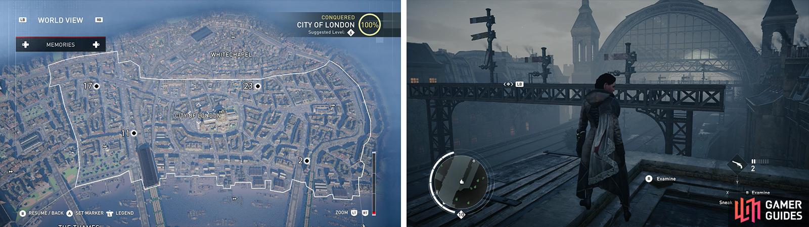 The Secrets of London can be found on the map (left). Location of Secret of London #11 pictured (right).