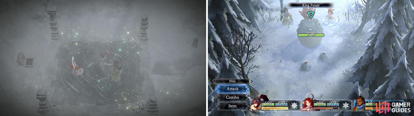 You might recall these altars when going through these areas before (left). You’ll have to fight through some King Pengys to get the final altar (right).