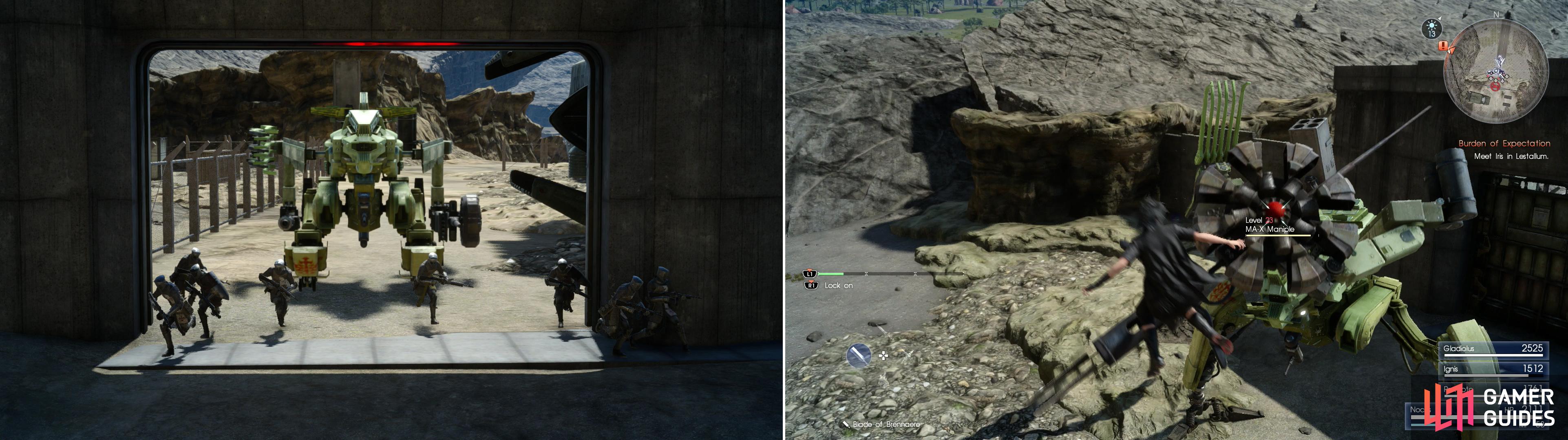 When you reach the entrance to the Disc of Cauthess you’ll be greeted by some occupying imperials (left), the real threat here is the MA X Maniple (right).