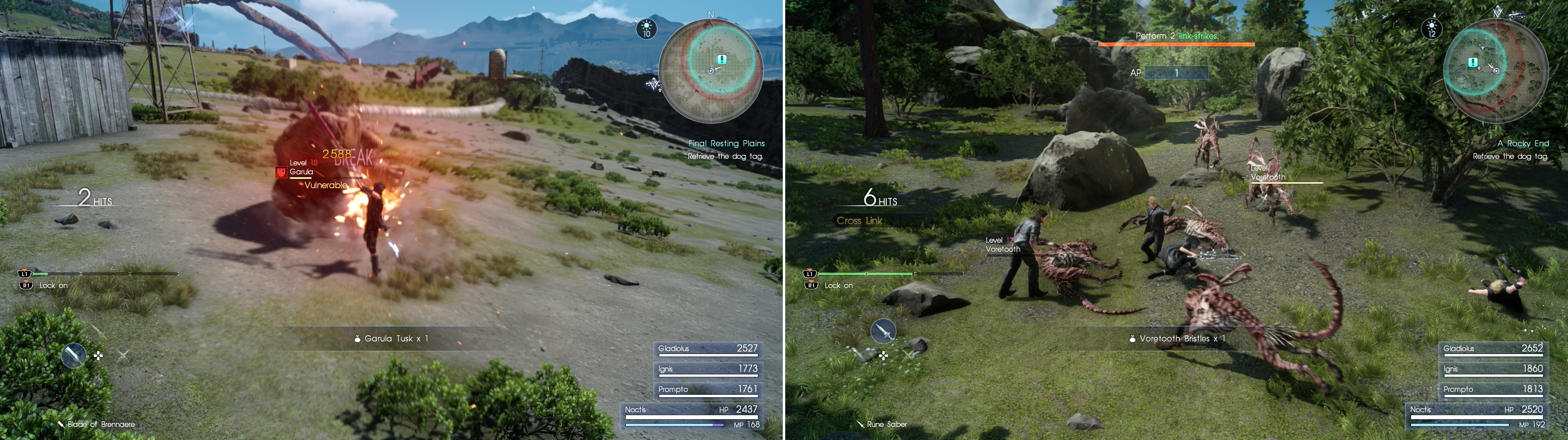 Defeat some Garula’s near a shed to claim one Dog Tag (left) while some Voretooths protect another near a boulder (right).