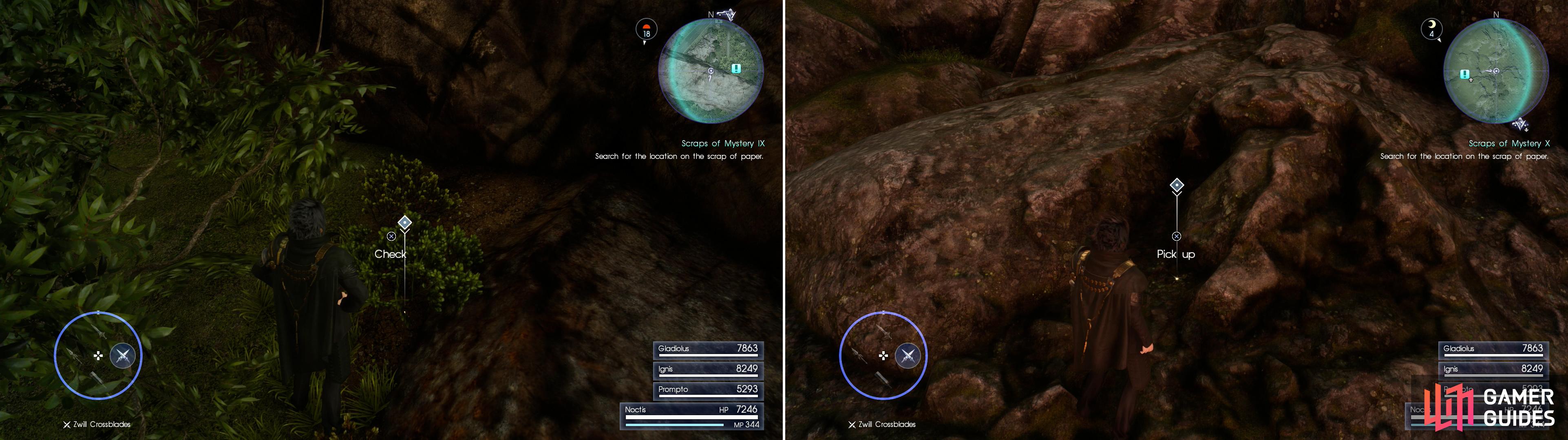 Search north of the Daurell Caverns dungeon to find Sylvester’s Map Piece I (left), while on some rocks north-west of the Coernix Station - Cauthess you’ll locate Sylvester’s Map Piece J (right).