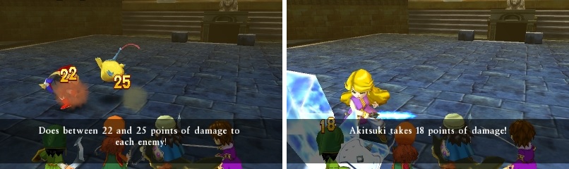 Zev is a huge help in the arena battles (left). Nava can be one of the more challenging battles in the game so far (right).