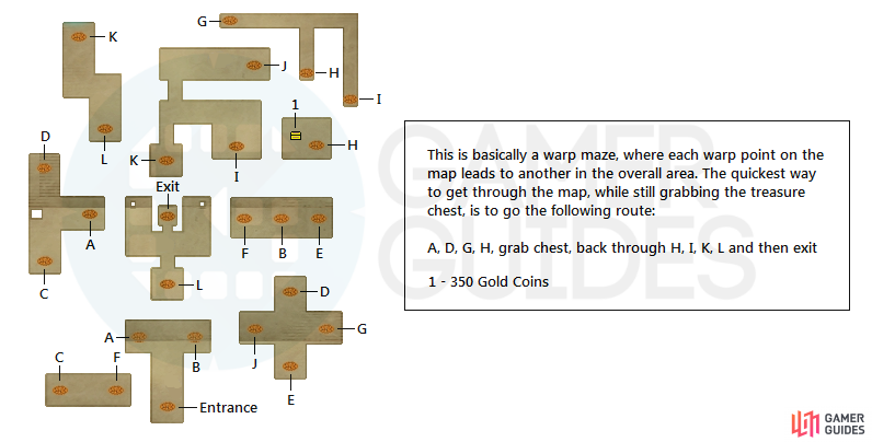 A map of the maze with all of the warps.