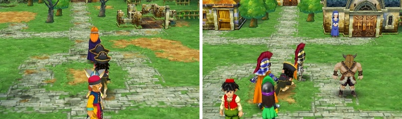 Depending on what you do with Wiggles, Nottagen in the present will either be in ruins (left) and be normal (right).