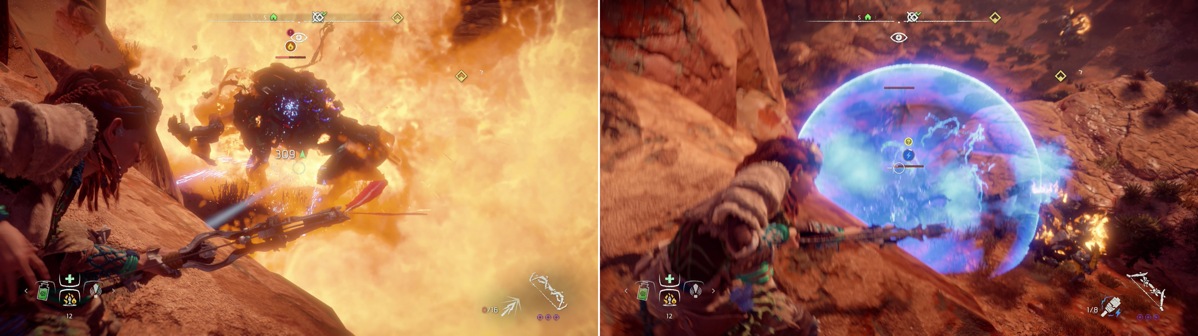 From the ledge overlooking the Corrupted Zone you can easily take out the Tramplers (left) and the Longlegs (right)