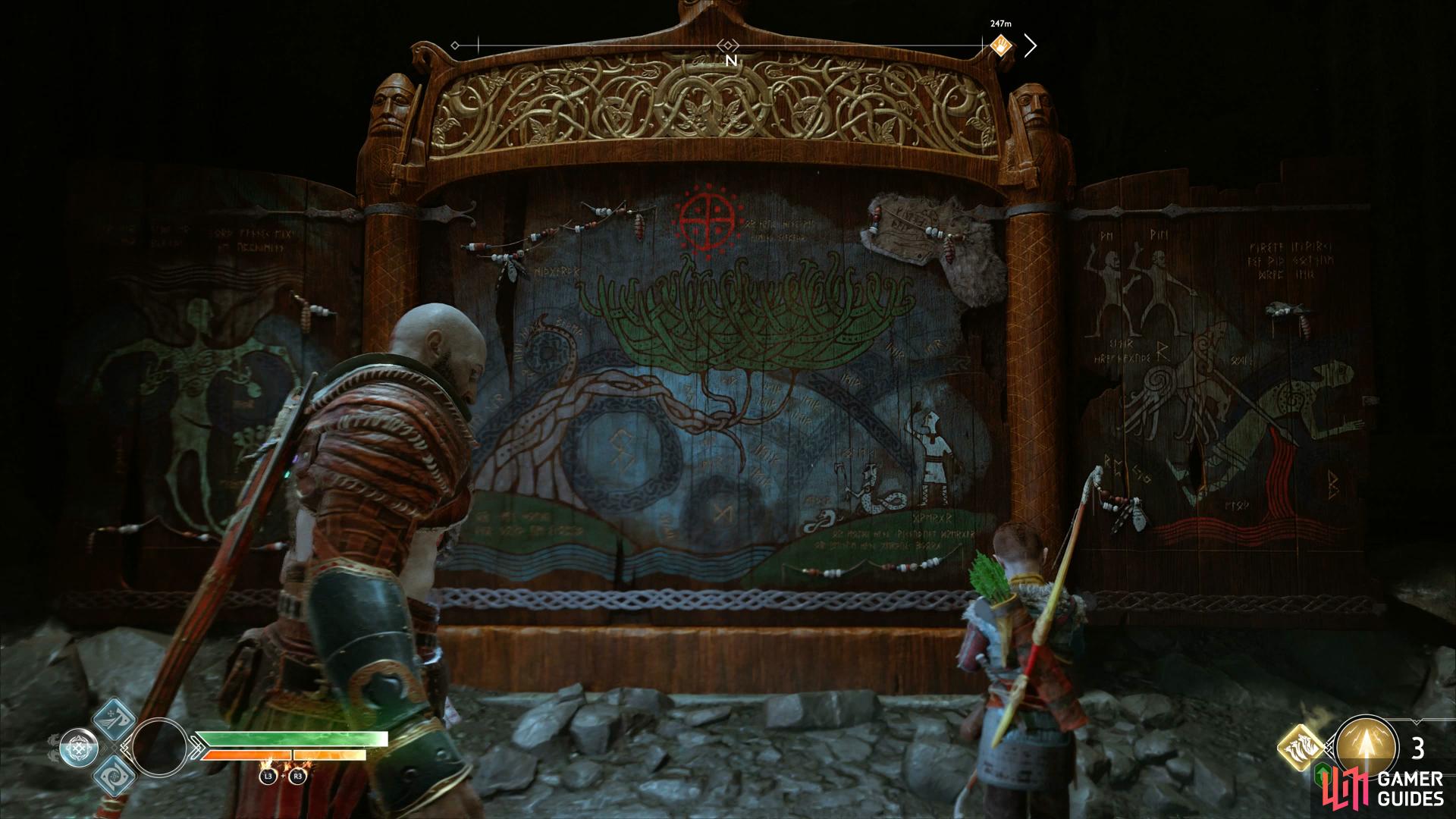 Destroy the first sap obstacle near the bridge to reach this Shrine.