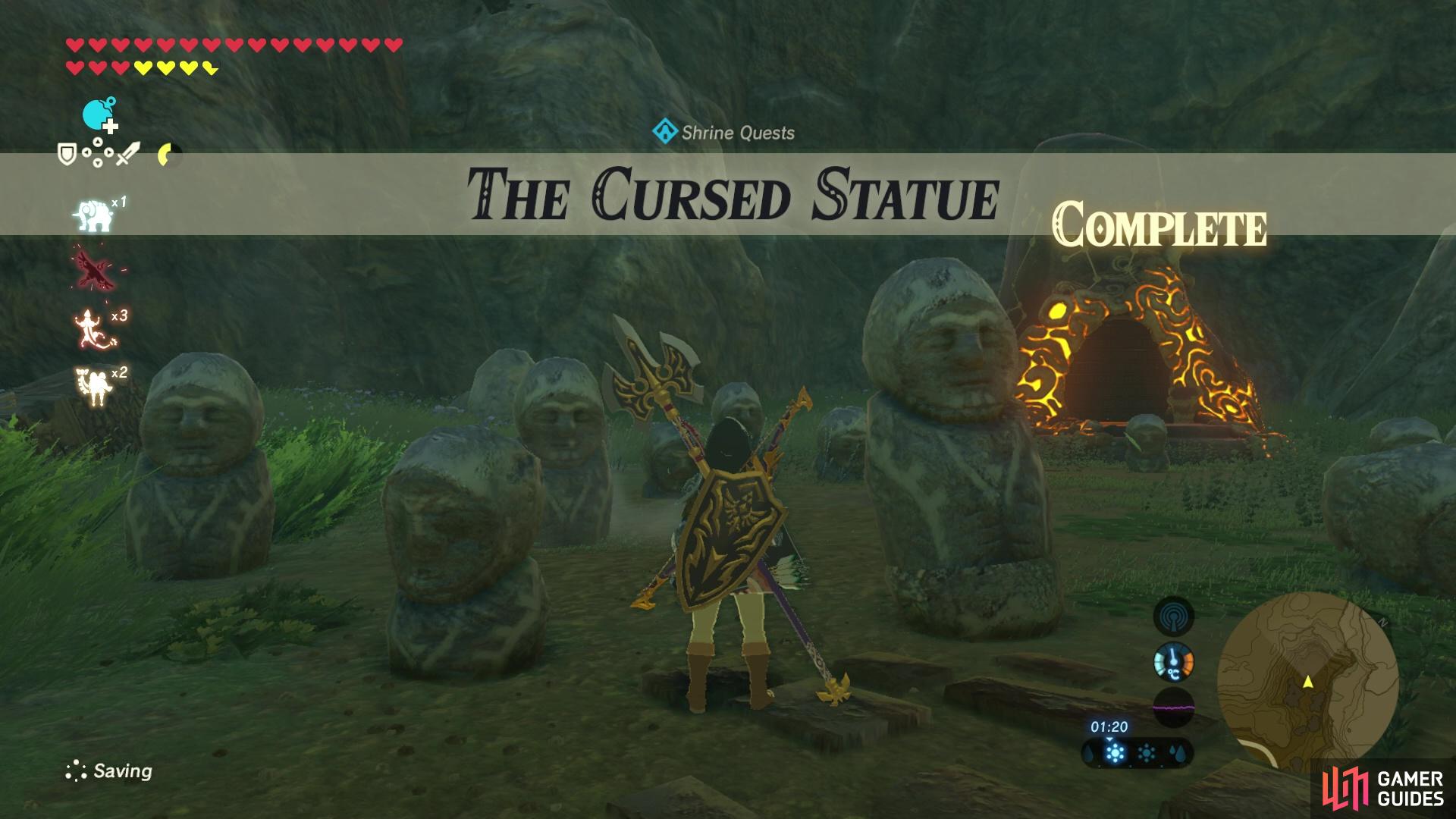 When you’ve destroyed the cursed statue you’ll be able to access the shrine!