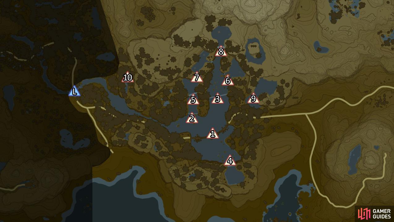 Locations of the floating platforms in the Faron region.