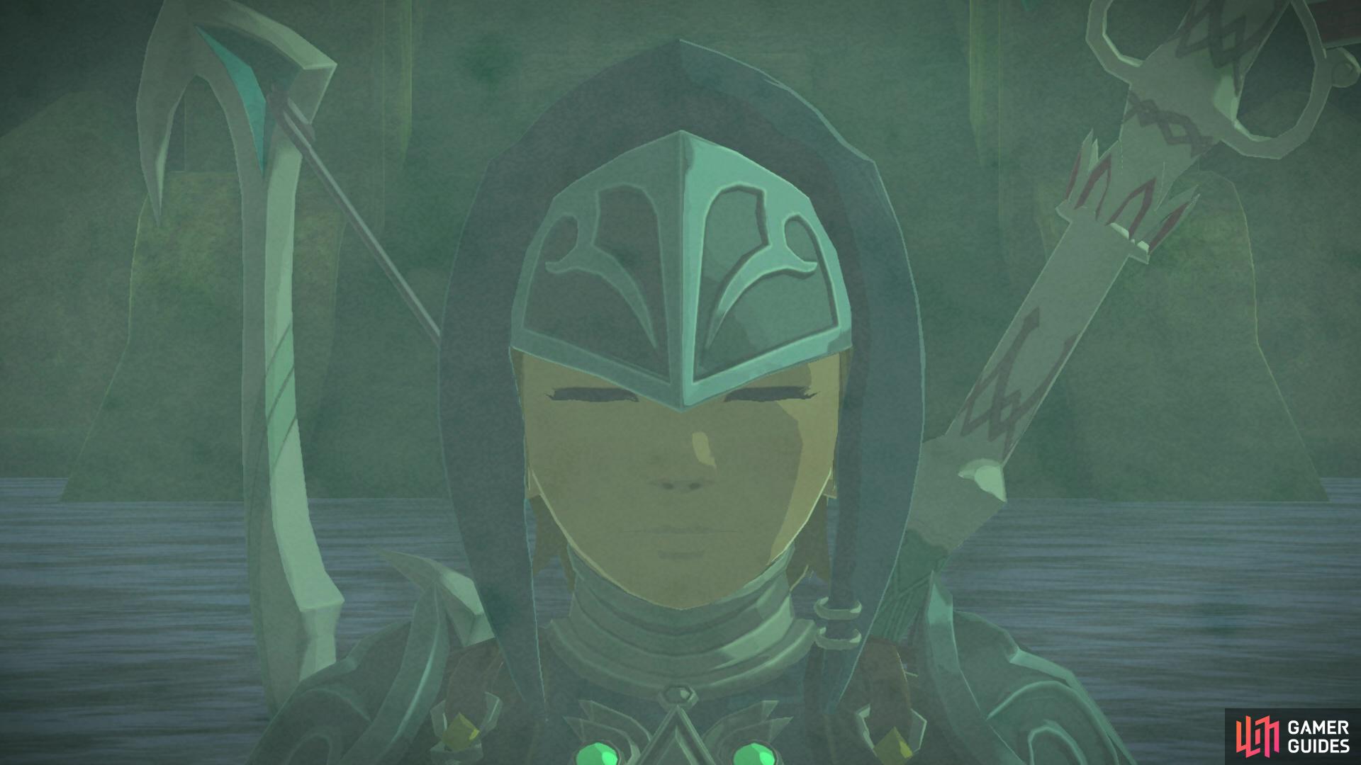 In the Illusory Realm, you’ll be wearing some Zora Armor and wield Zora-style weapons.