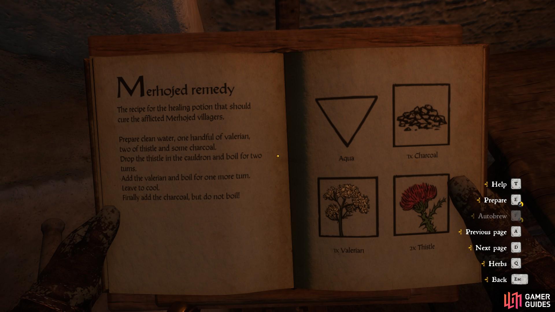 The instructions for the recipe are contained within the book when using the alchemy equipment. Follow them carefully and be sure not to overlook any details.