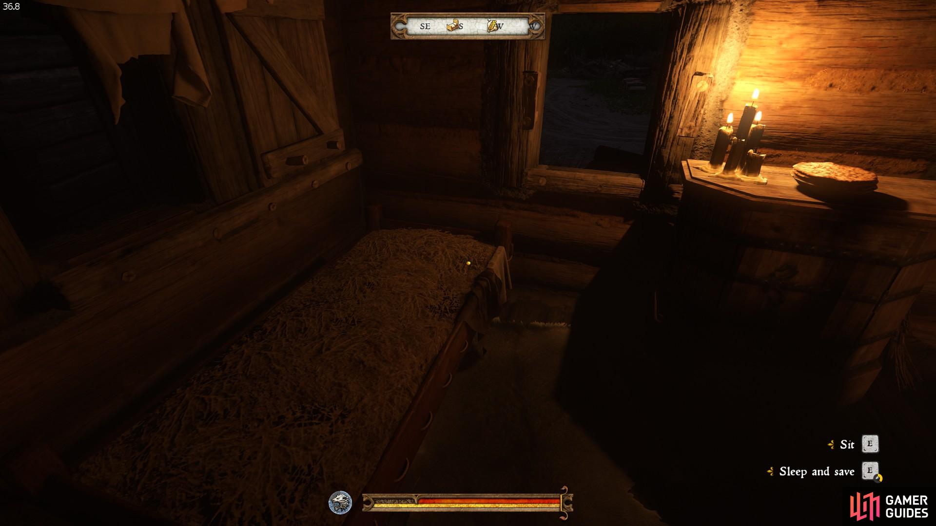 Example of a bed which Henry can use to save the game.