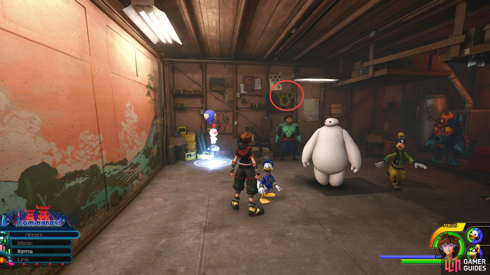 Look on the board to the right of the Moogle Shop to spot a Lucky Emblem.