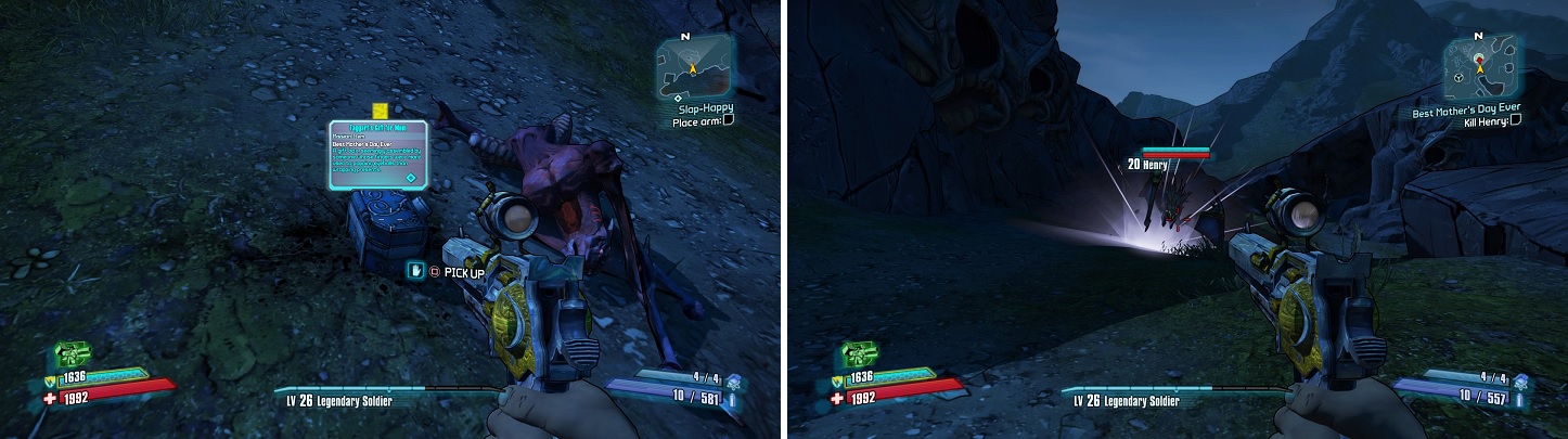 The box drops randomly from any Stalker (left). Henry is nothing but a big, Badass Stalker (right).