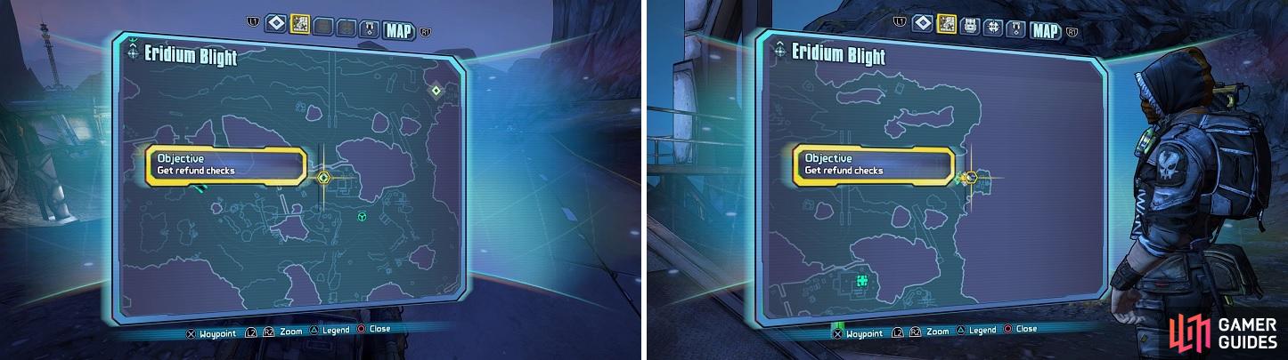 The first two refund checks you might want to go after are the one in the middle of the map (left), then the one in the upper right (right).