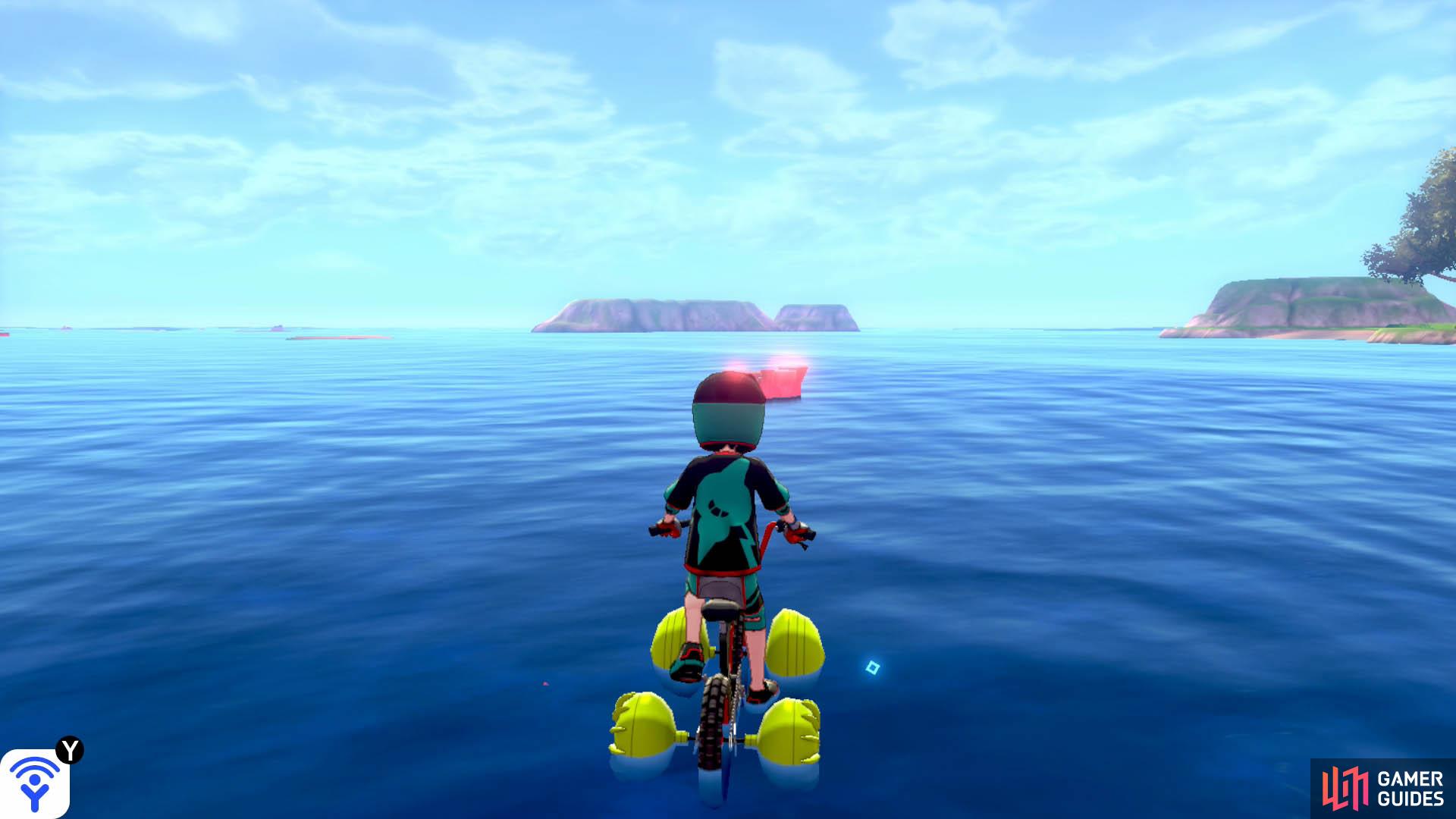 From the Tower of Waters on Challenge Beach, go to the left side of the tower (while facing the tower entrance) and, with your back to the tower, swim straight ahead. It’s halfway between the tower and the elongated pair of islands, near the transition into Stepping-Stone Sea. Expect a Sharpedo coming your way.