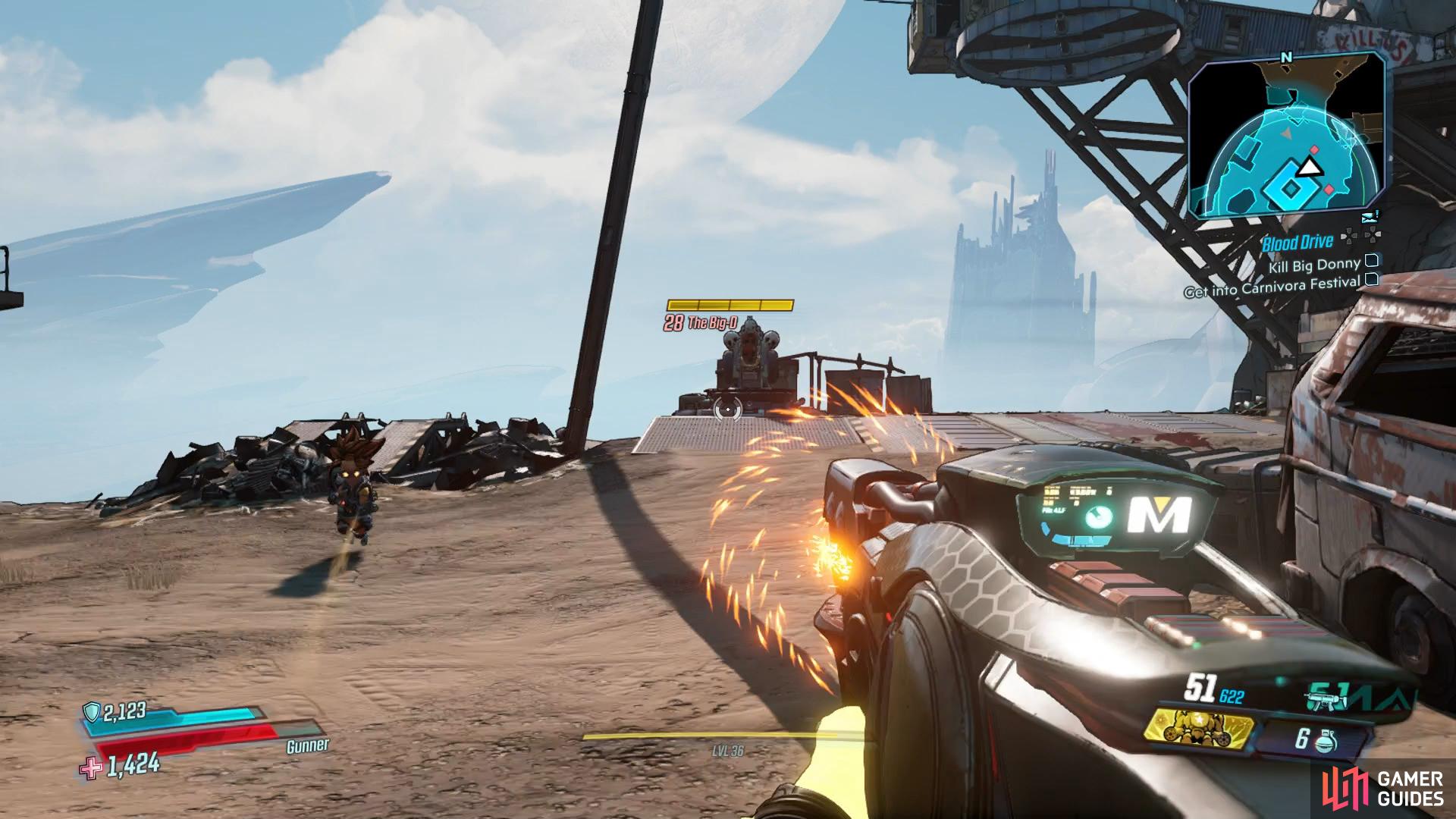Focus on the missile launcher, The Big D, first to limit the damage you take.