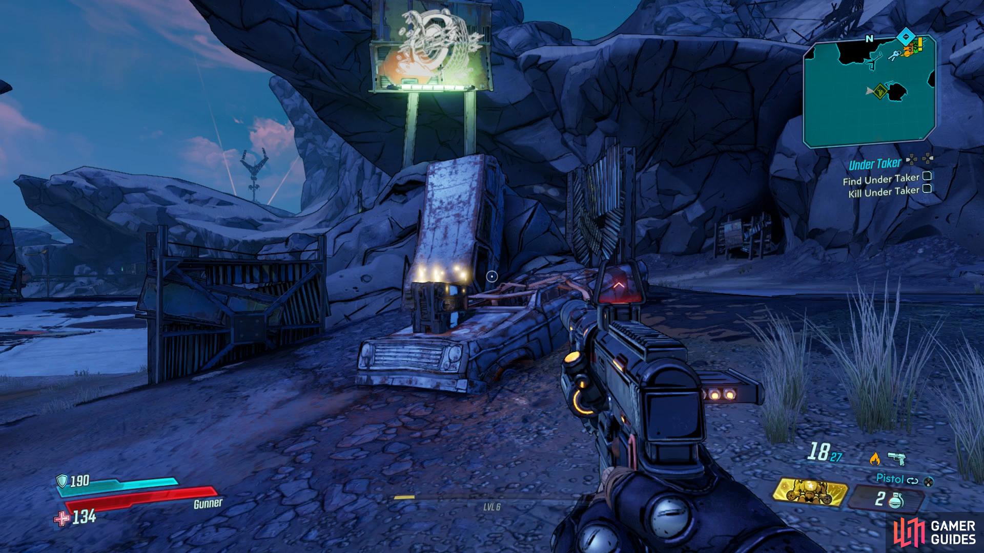 Be sure to nab the parts from the Dead Claptrap outside the service stop.