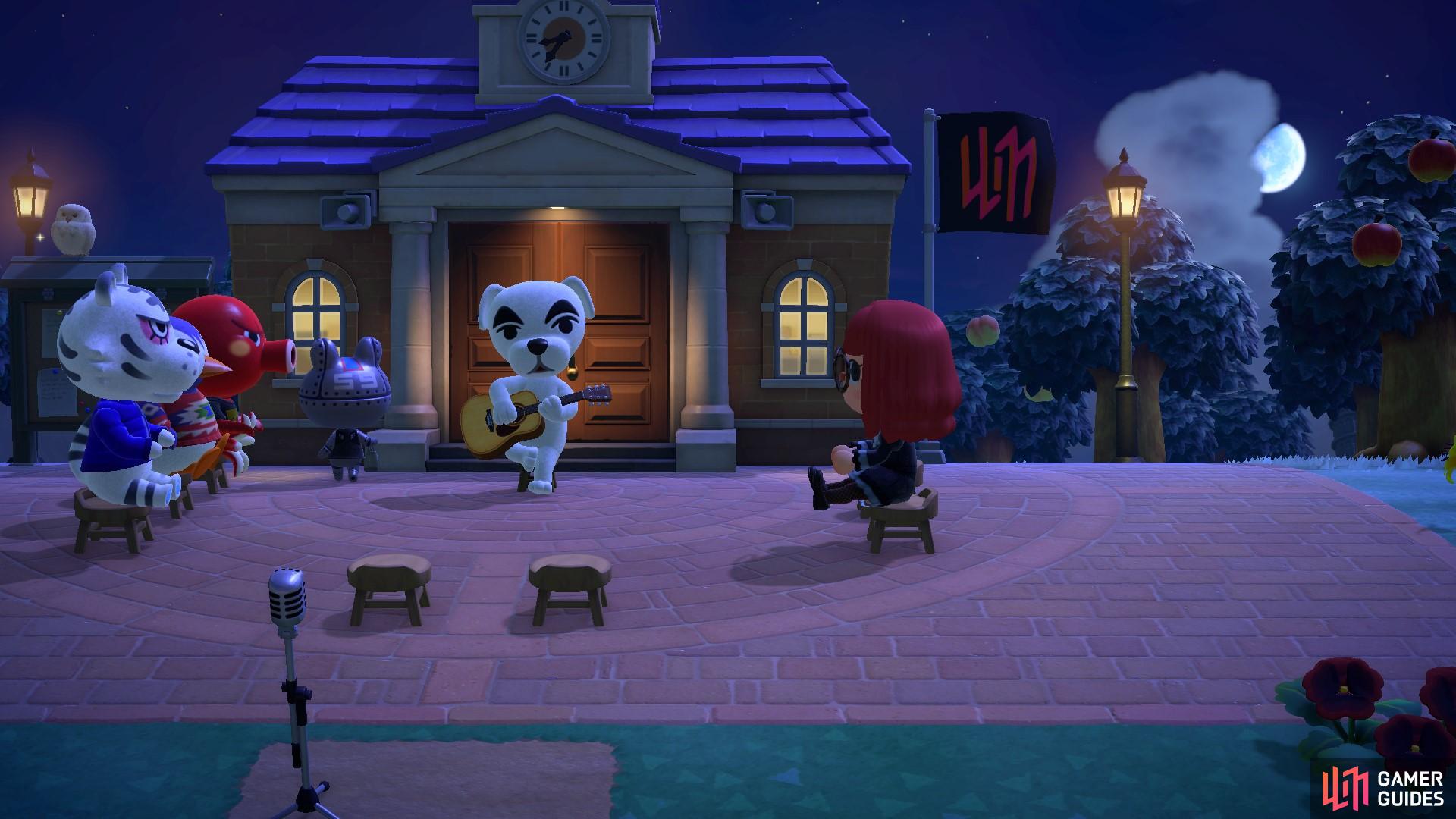 Throughout the day, your villagers will sit and have a listen to K.K.’s tunes.