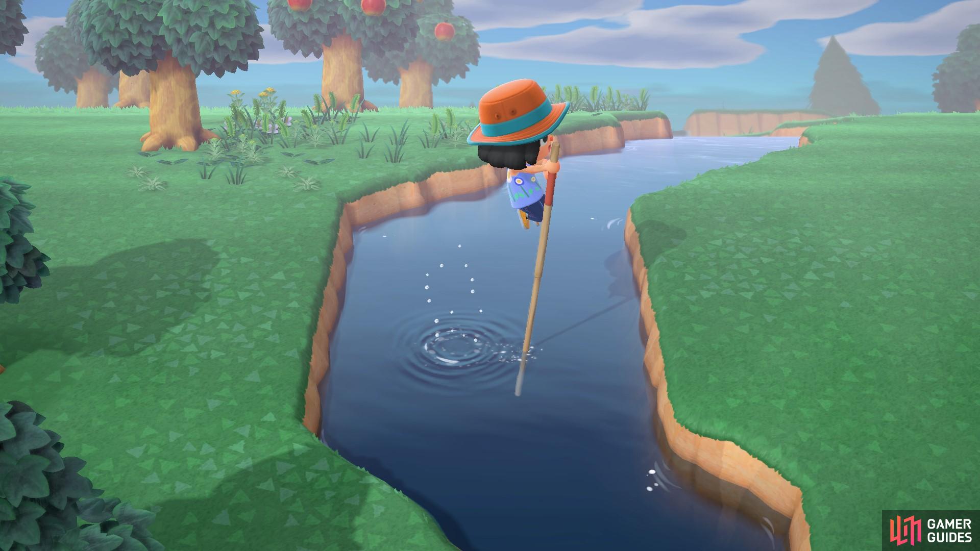 Fling yourself over a river using your vaulting pole!