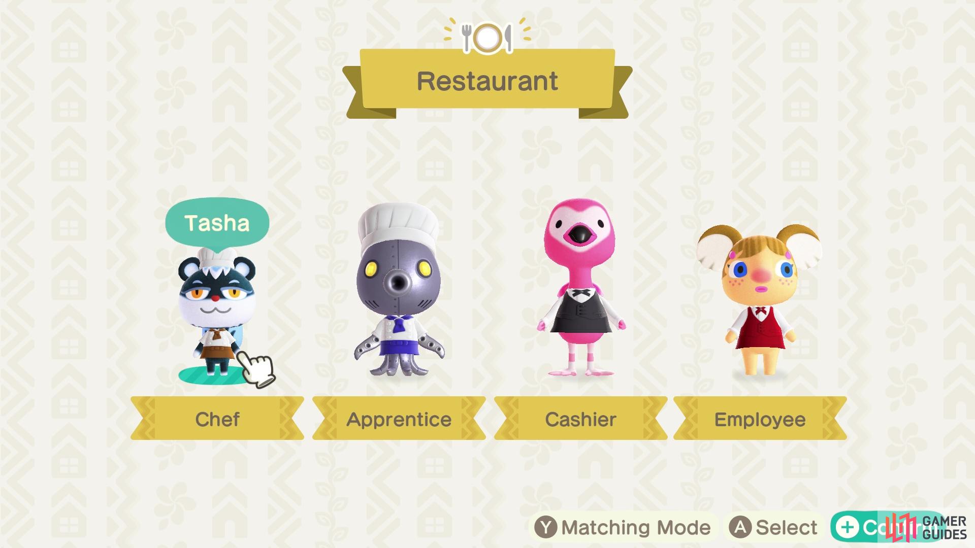 There are four total restaurant staff to hire!