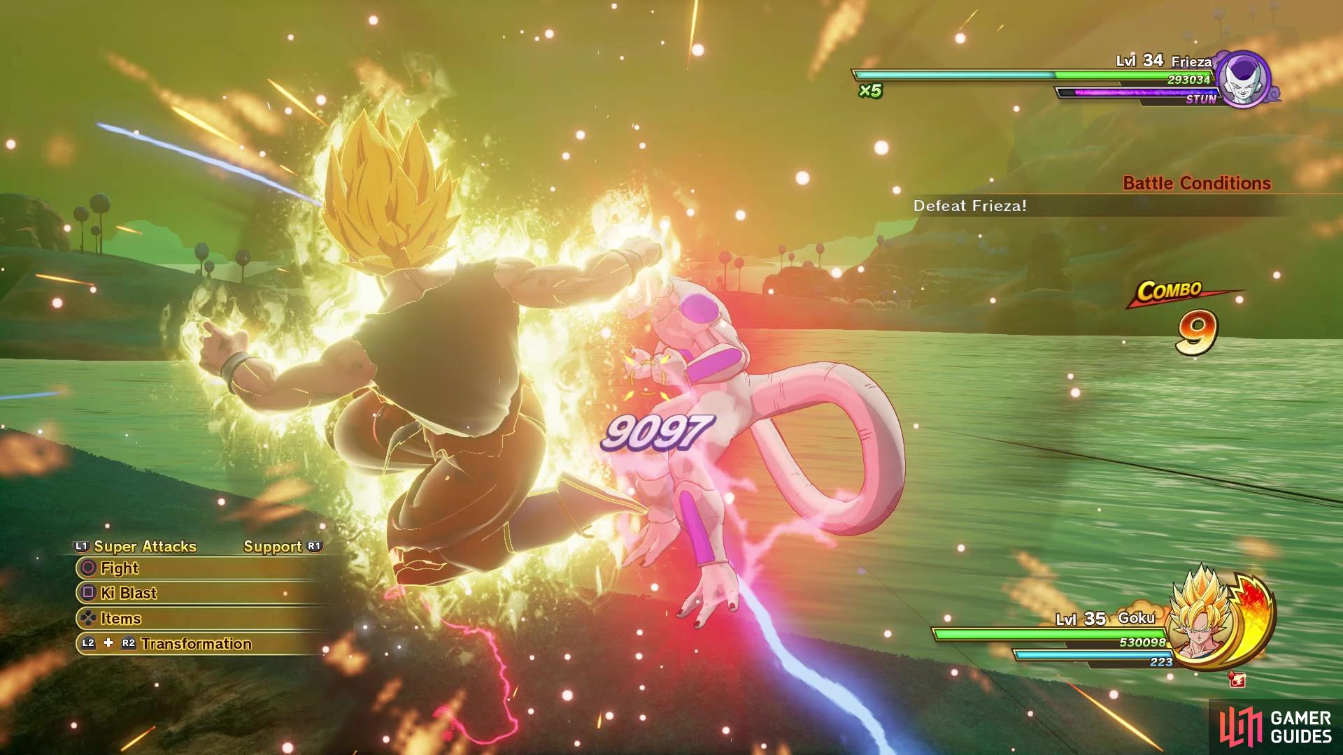 You should have no trouble with the first fight as Super Saiyan Goku