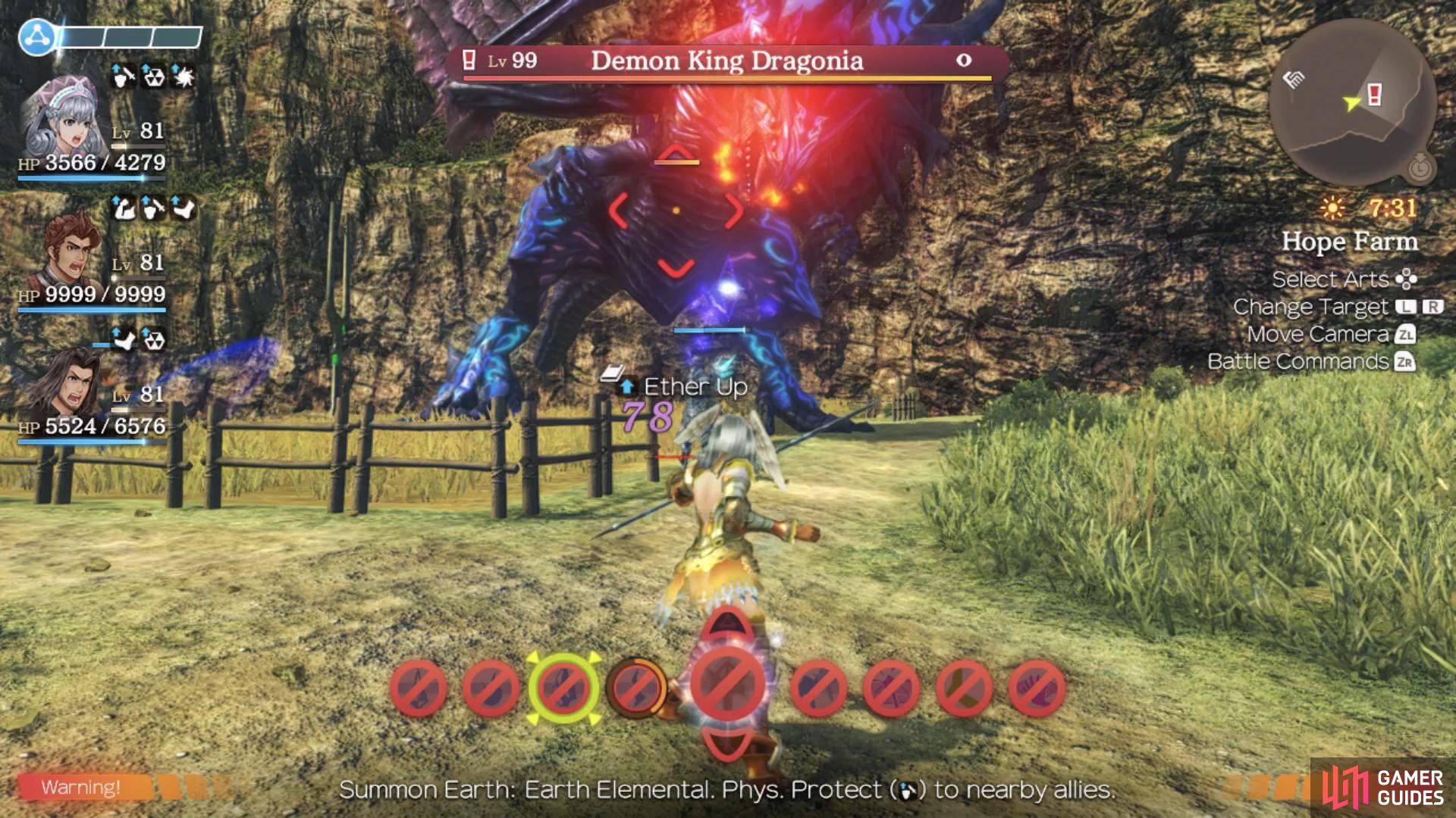 The Demon King Dragonia has  A LOT of health, so fighting him will take some time. 