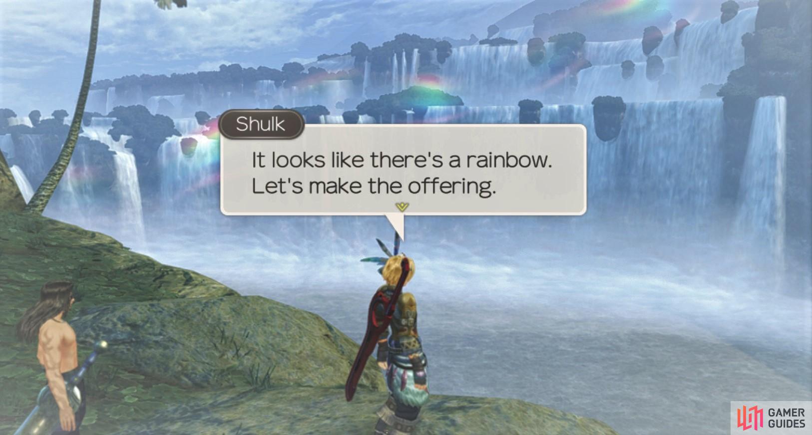 You can only make an offering when there is a rainbow above Great Makna Falls.