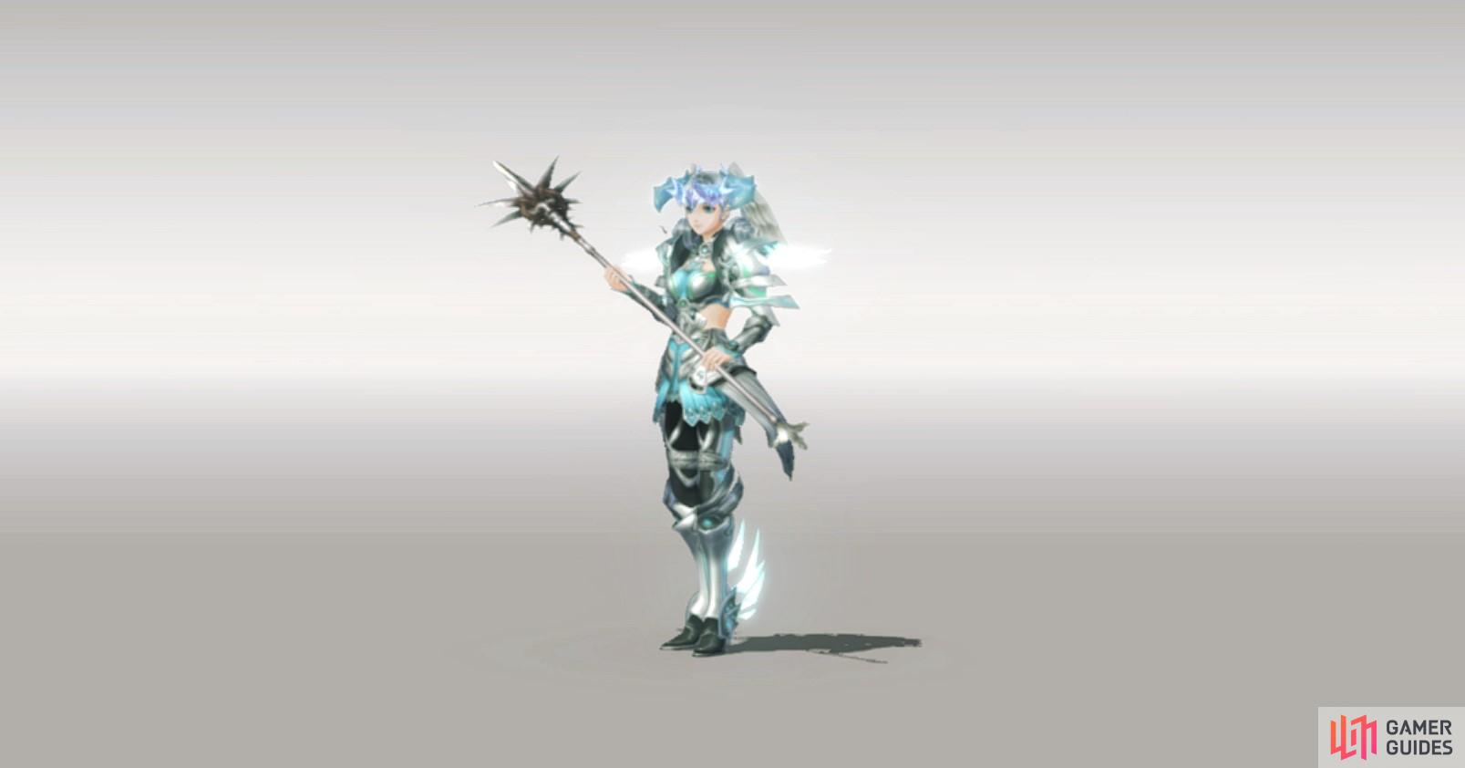 Melia wields the Dusk Staff in this photo.