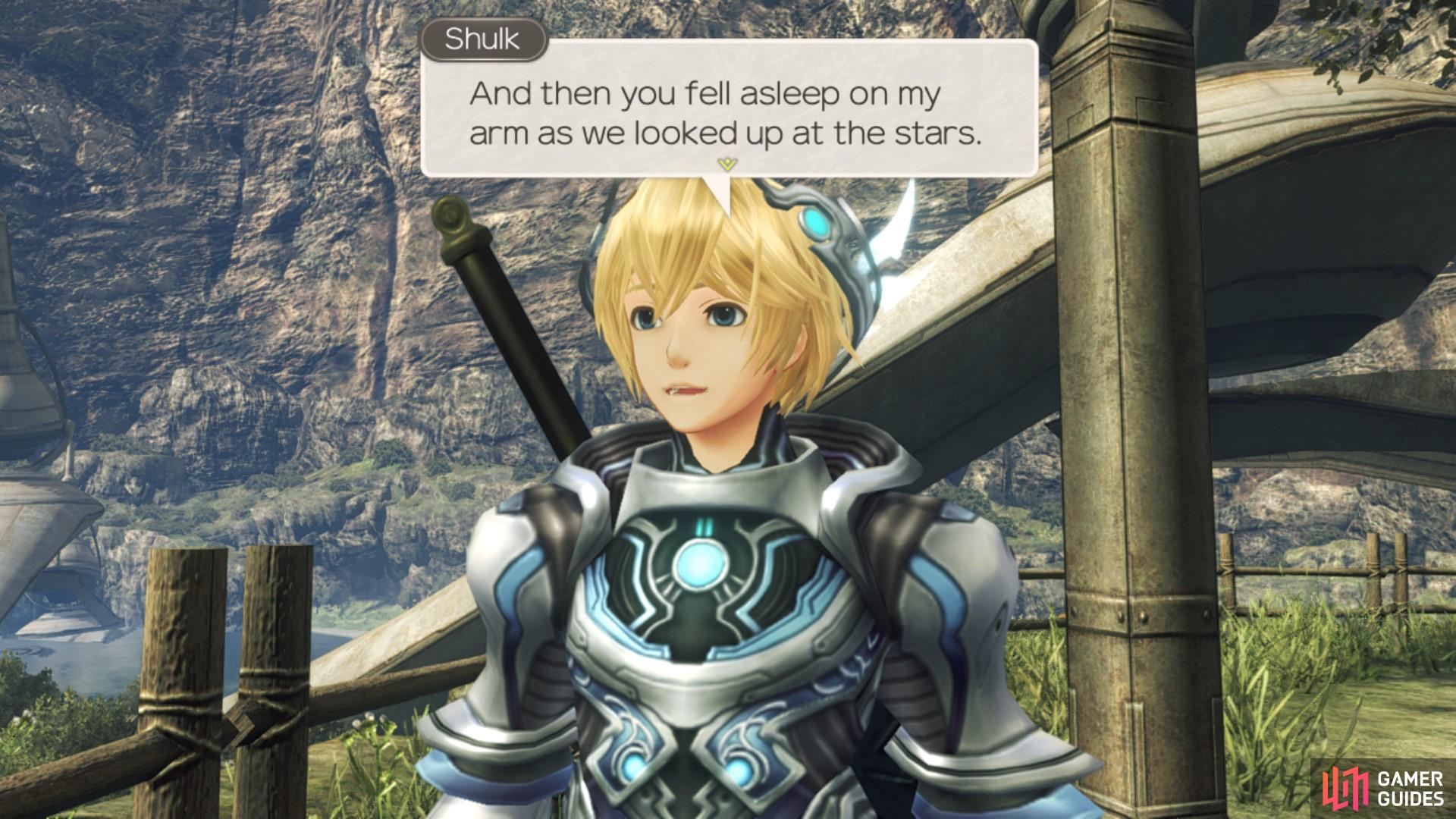 Shulk and Fiora reminisce on the past.