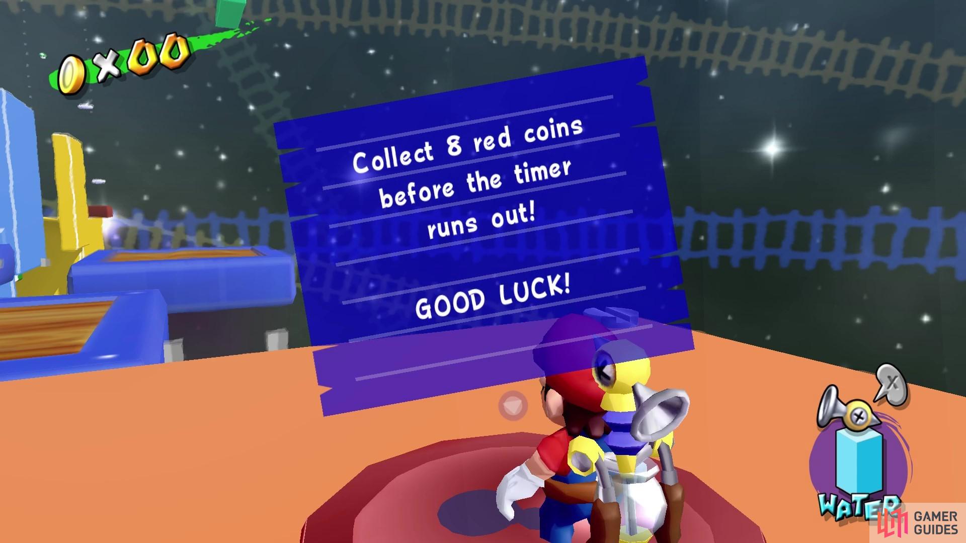 You’ll have a minute and a half to collect all 8 red coins in this area.