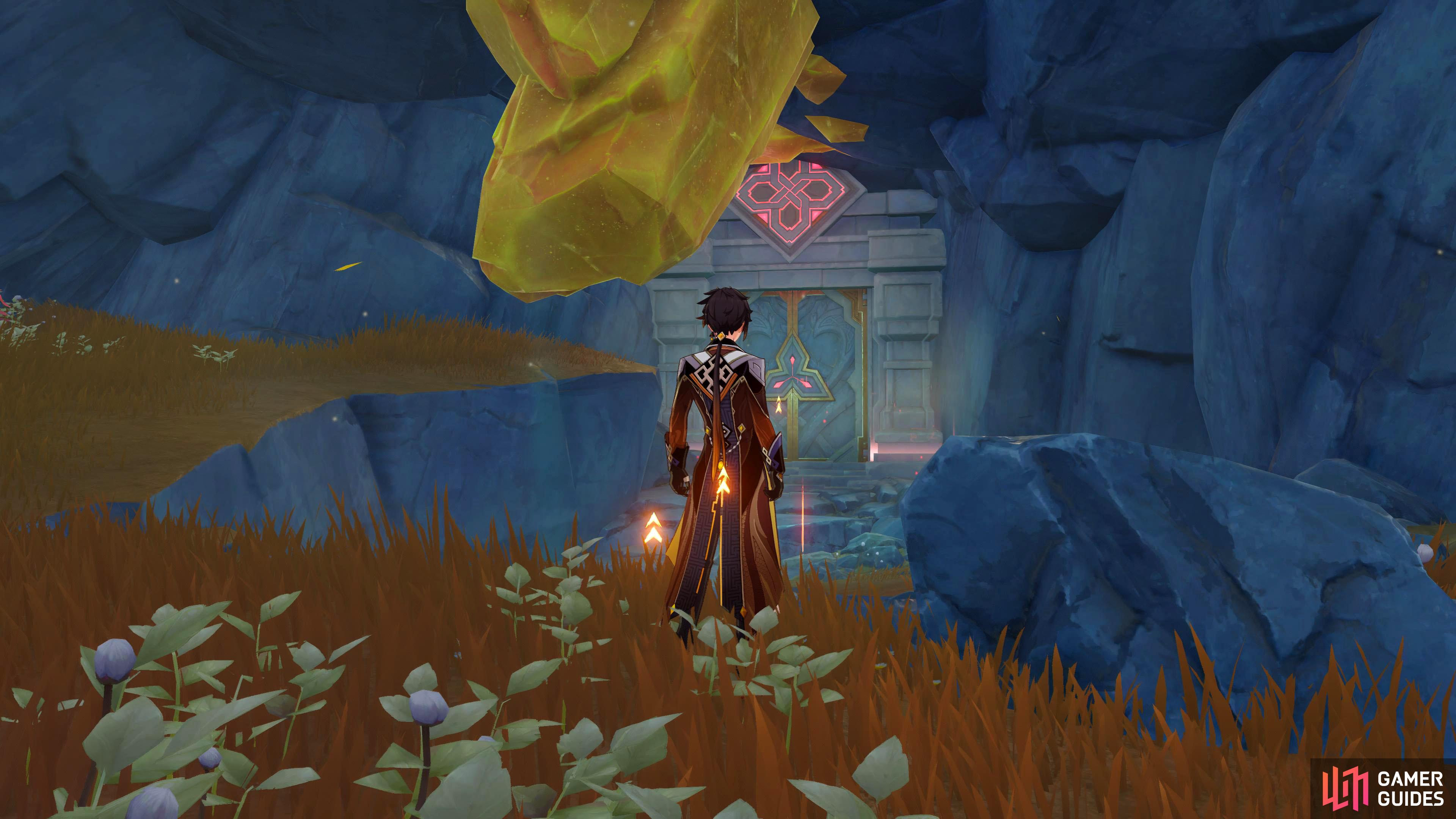 The entrance to The Lost Valley Domain in The Chasm, Liyue.