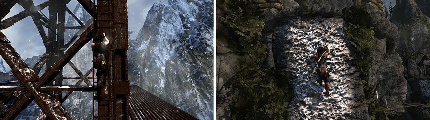 Lara can climb anything from ladders to stone walls, once she has the proper tools.