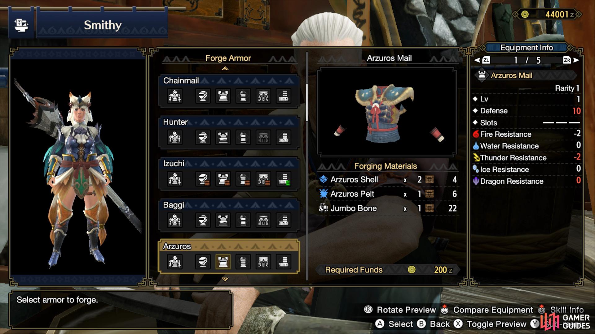The Arzuros Armor can be crafted via the Blacksmith in Kumara Village. 