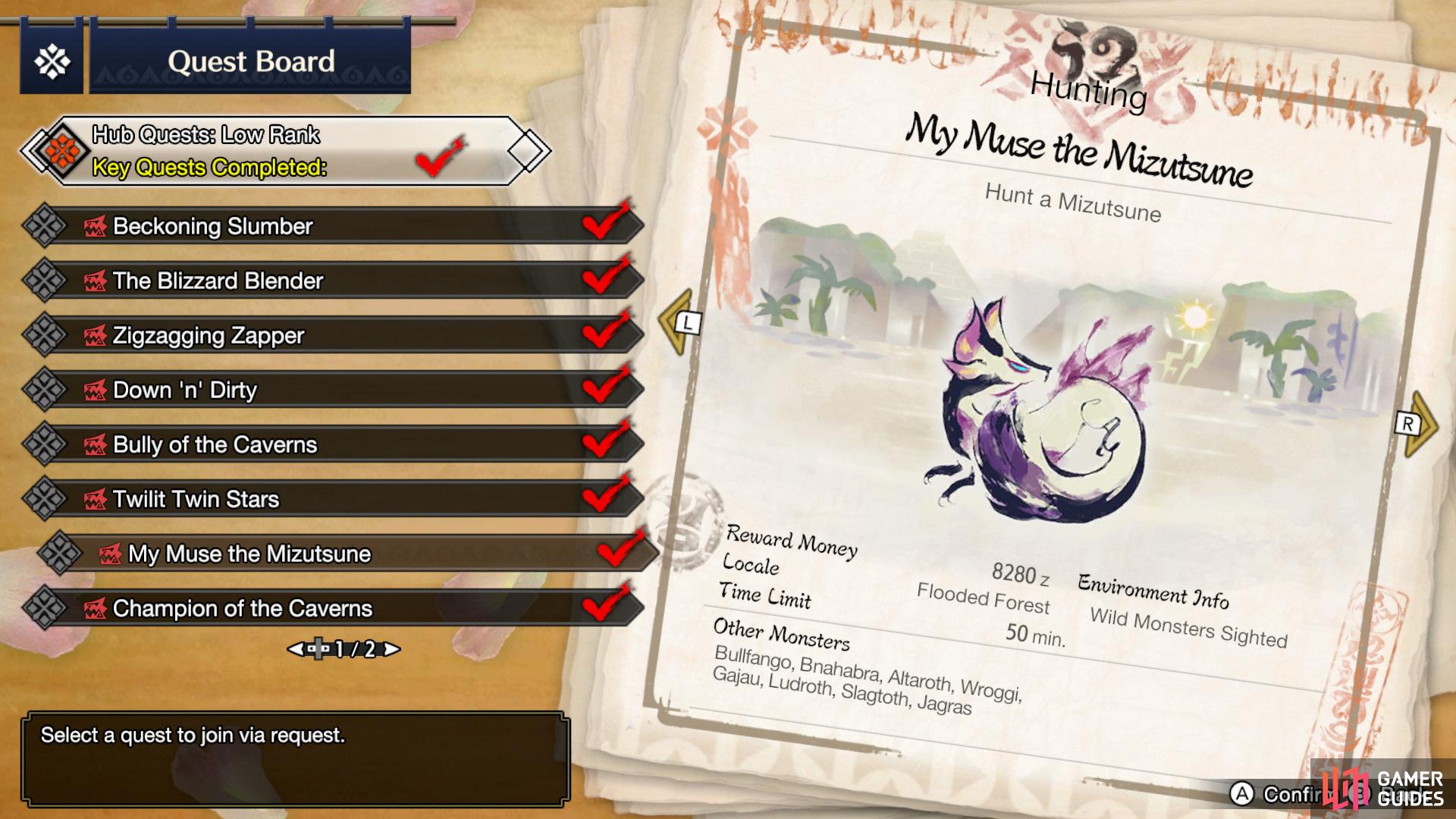 The My Muse the Mizutsune Quest  becomes available when you reach 3* Hub Quests.