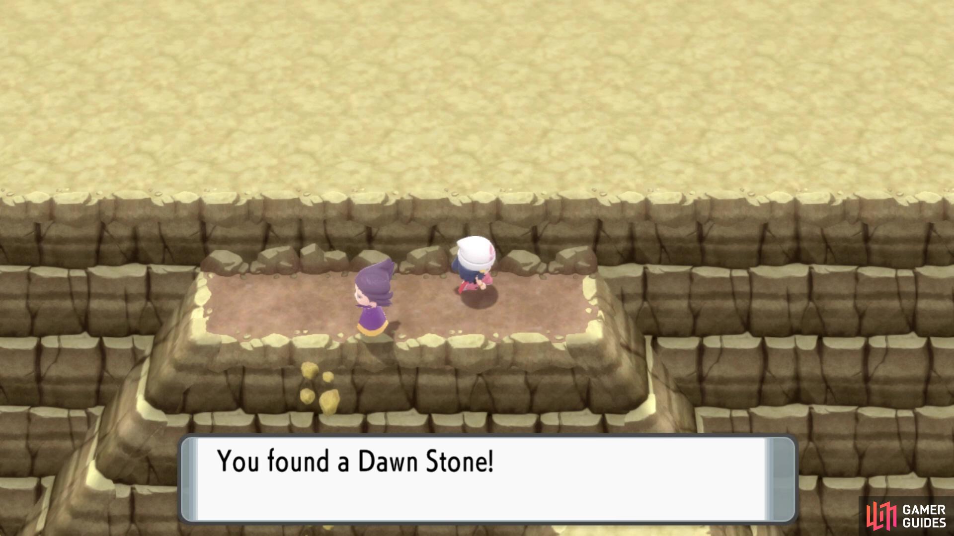 Head up onto the upper cliff edge near the entrance into Survival Area to get the Dawn Stone.