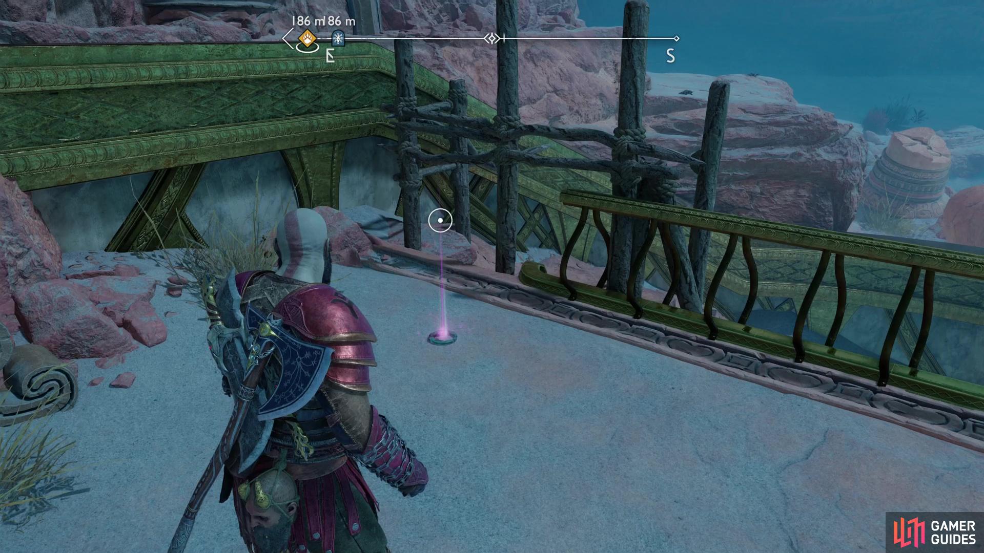 Search the right edge of the ledge to find the Tribute to Freyr - Bracelet Artifact.