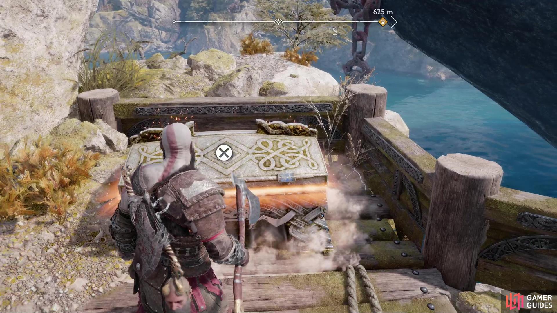 The Legendary Chest technically isn’t on Lyngbakr Island. Instead, slide down a rope after destroying the third Lyngbakr tether to reach the cliff this Legendary Chest is on.