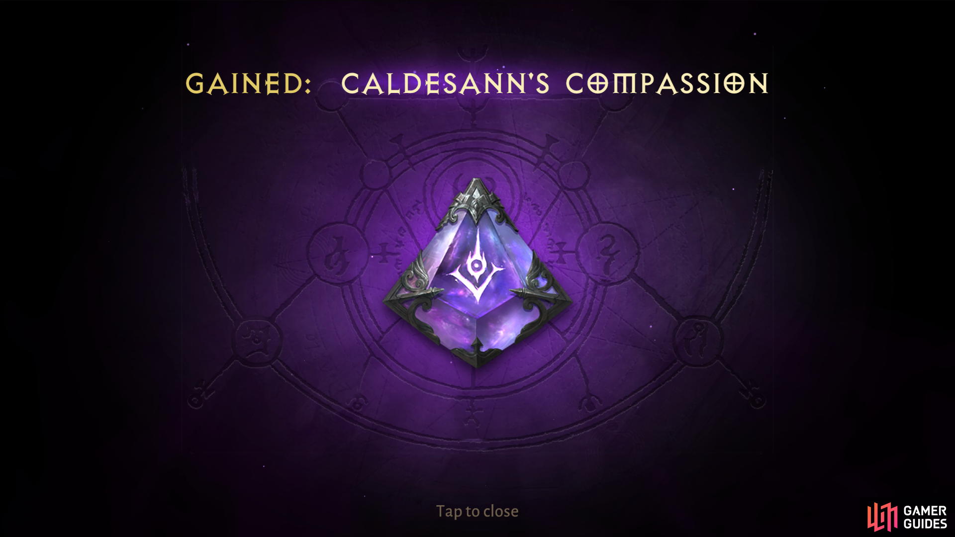 Caldesann’s Compassion will be acquired after finishing the 10th level of the Challenge Rift.
