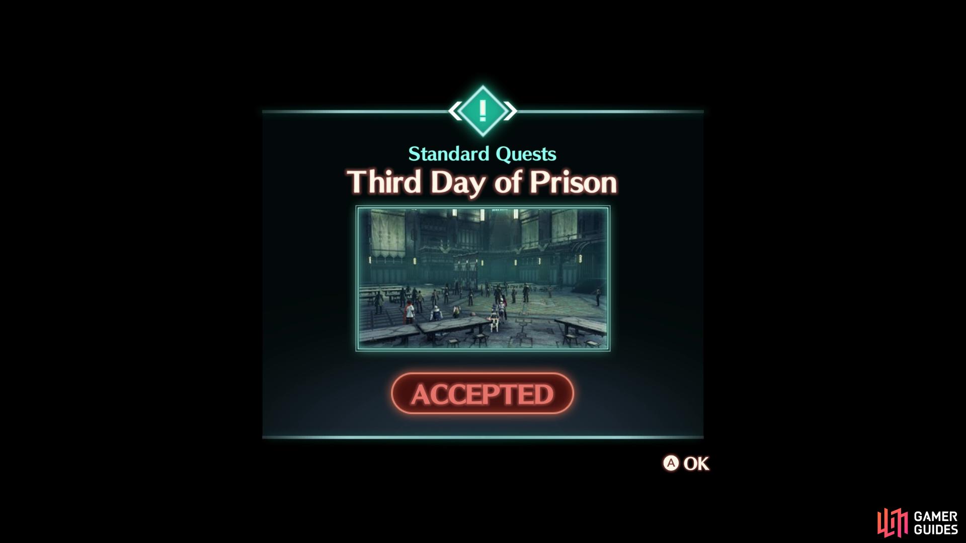 The Third Day of Prison Standard Quest.