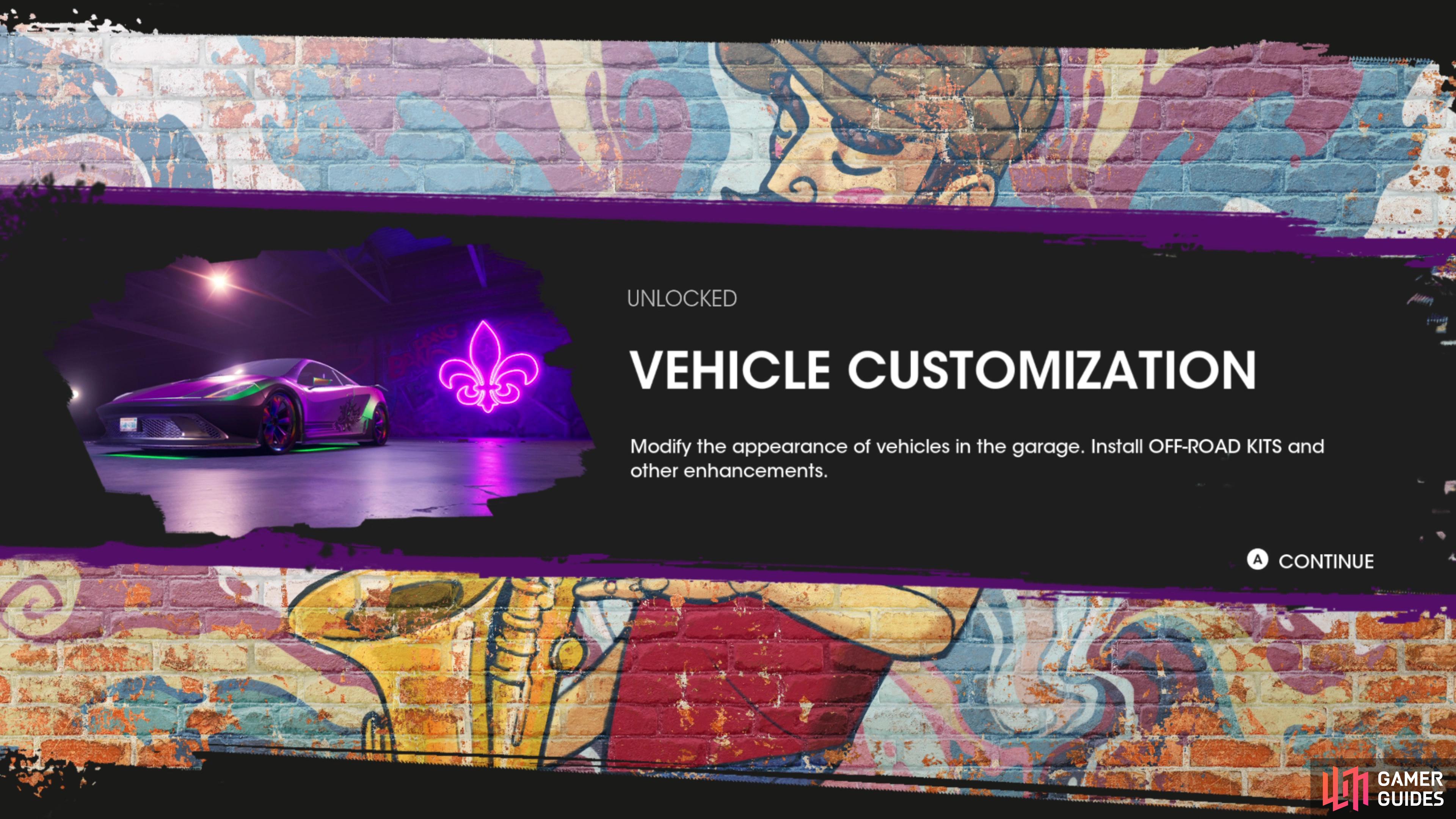 You’ll unlock vehicle customization by completing the mission “A Piece of the Action”.