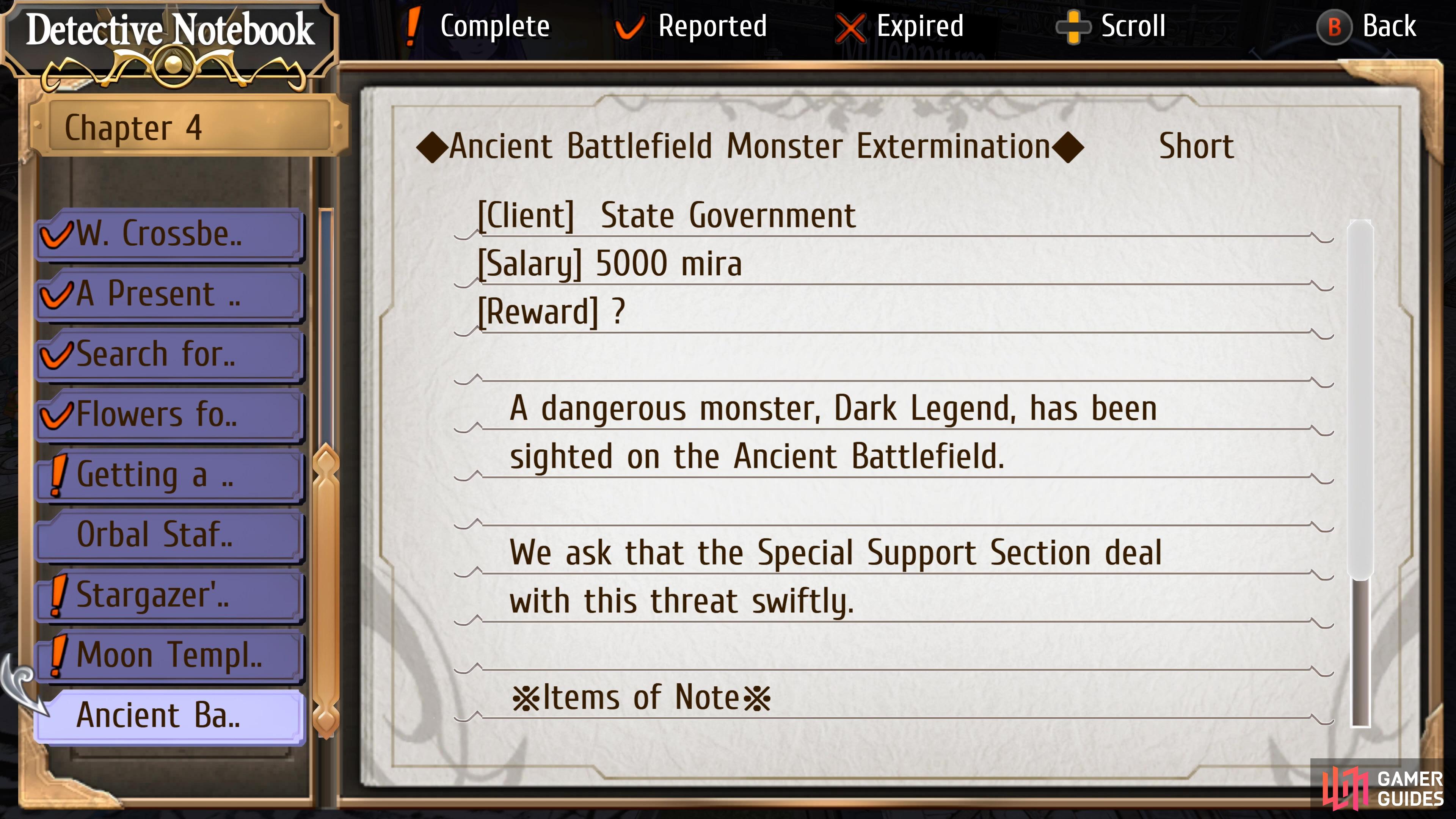 Ancient Battlefield Monster Extermination is a request on Chapter 4 Day 3.