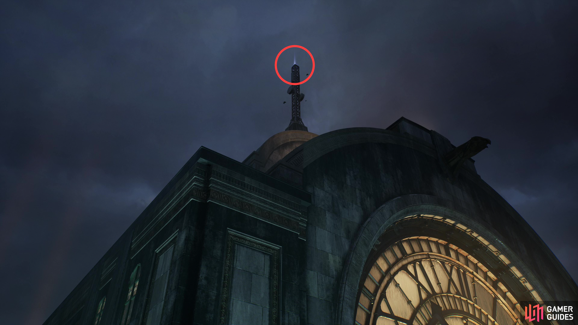 Home sweet home, you’ll find a Batarang atop the Union Station Belfry.