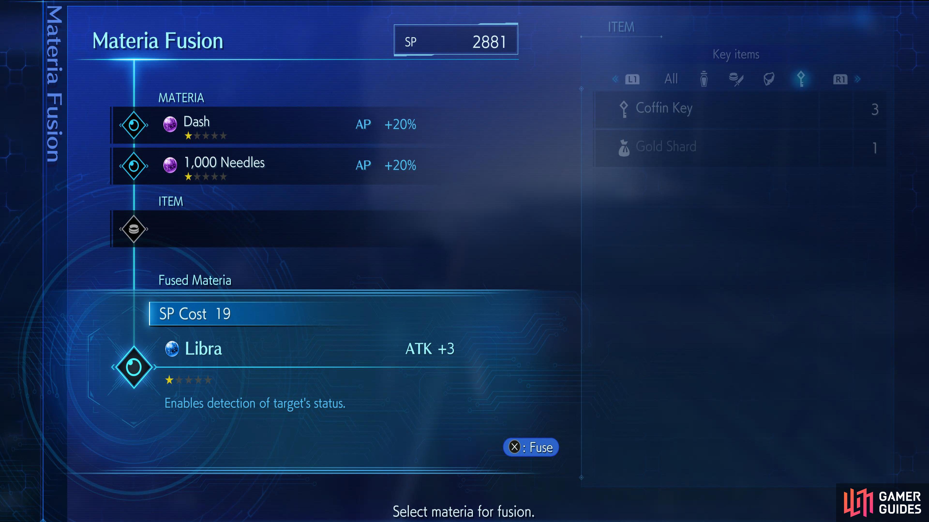 You can fuse the Libra Materia by combining Dash and 1000 Needles.