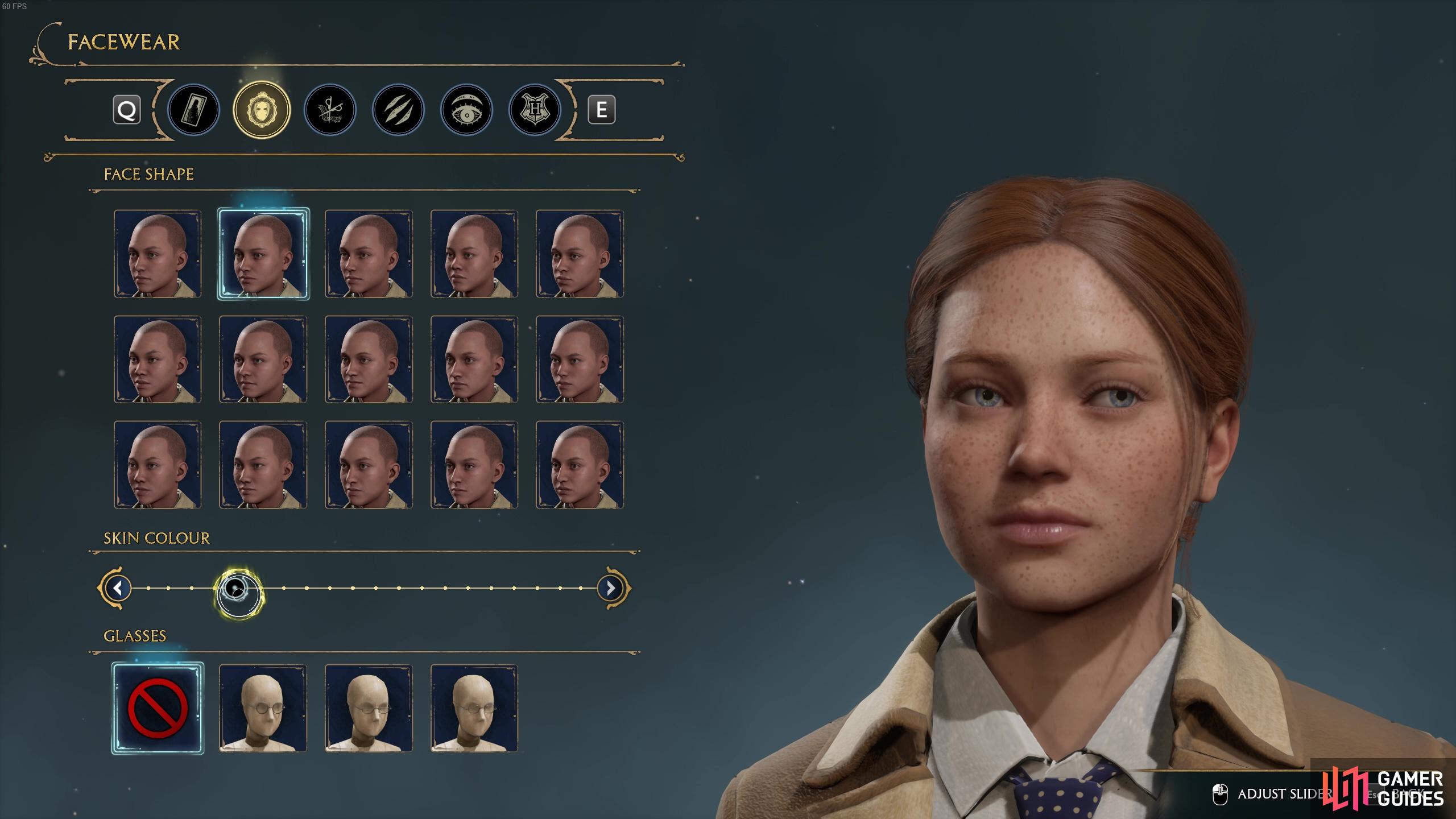 The face shape options will switch up your character’s facial features.