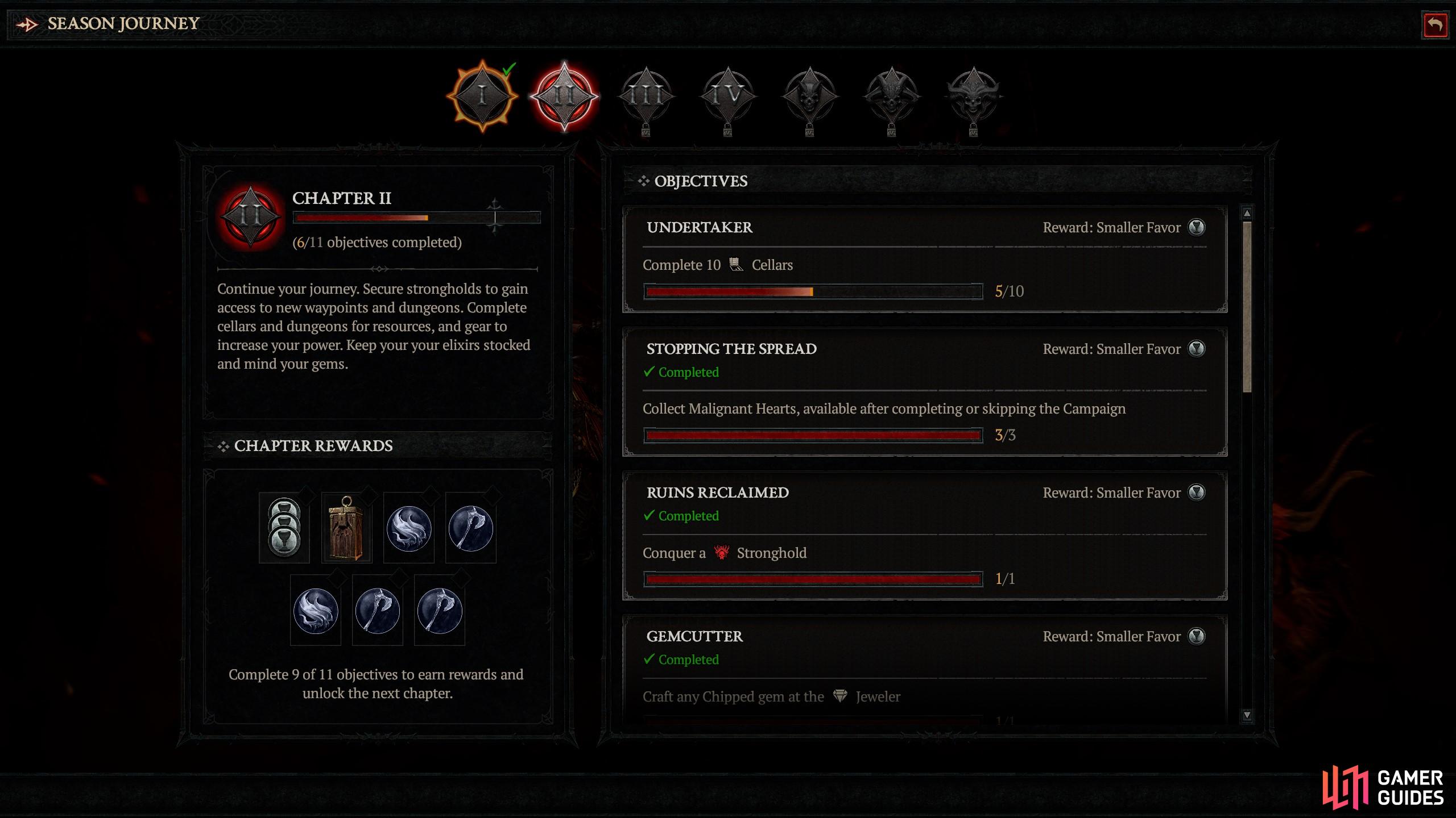 You must chip away at your season journey in your battle pass menu to complete the Holding Back the Flood quest in Diablo 4.