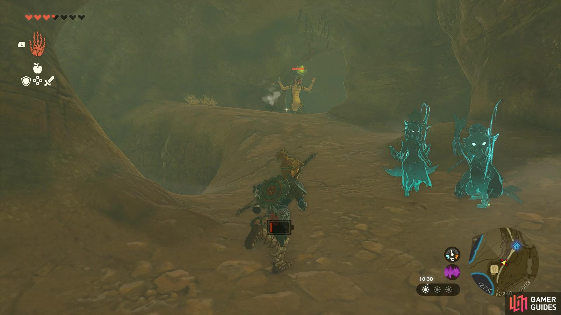 The Lizalfos enemy in a cave.