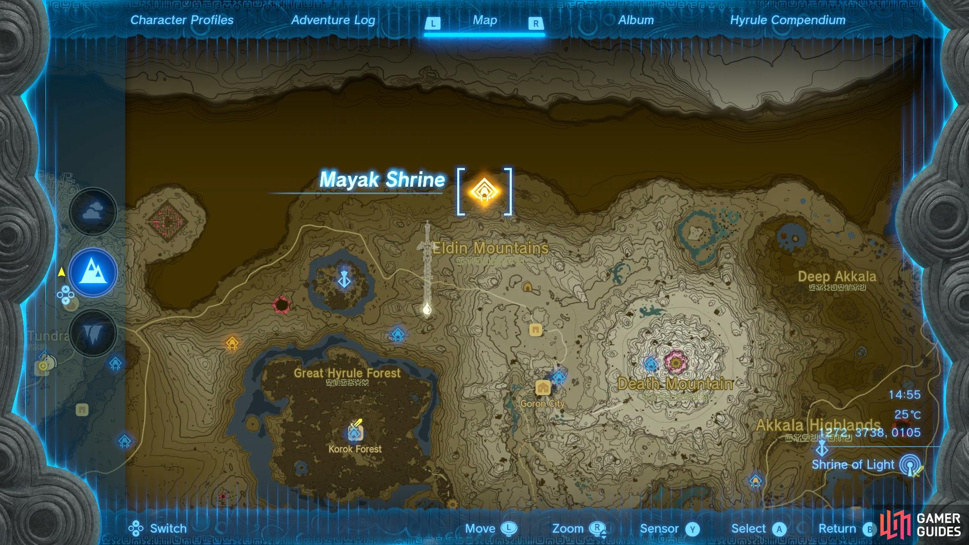 Head to this location on the map to find the Mayak Shrine entrance.